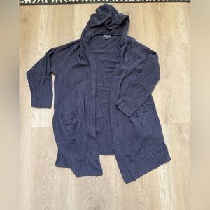 Barefoot Dreams Cozy Light Hooded Cardigan, Blue, Size XL